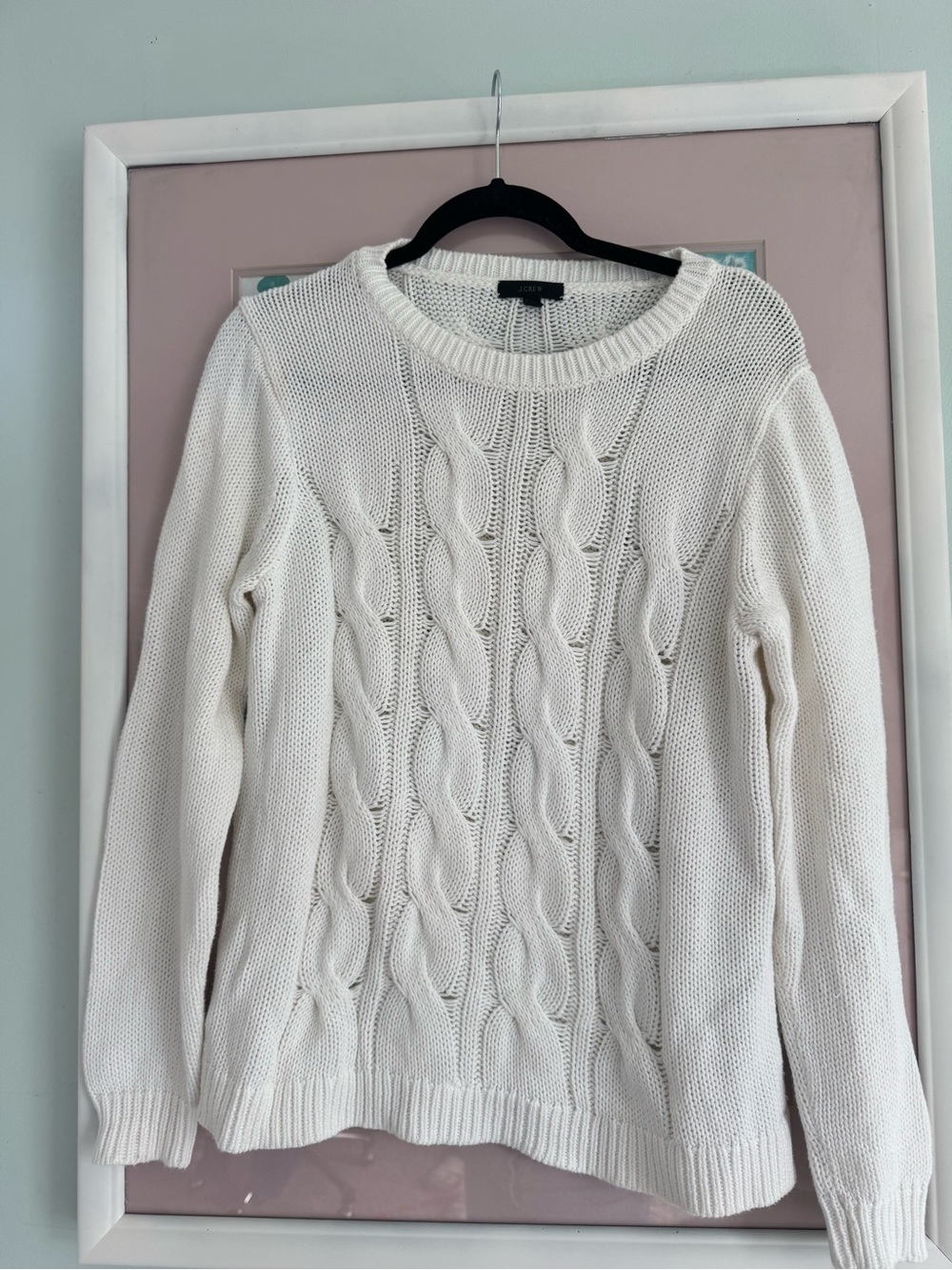 J. Crew Cream Cable-Knit Crewneck Sweater